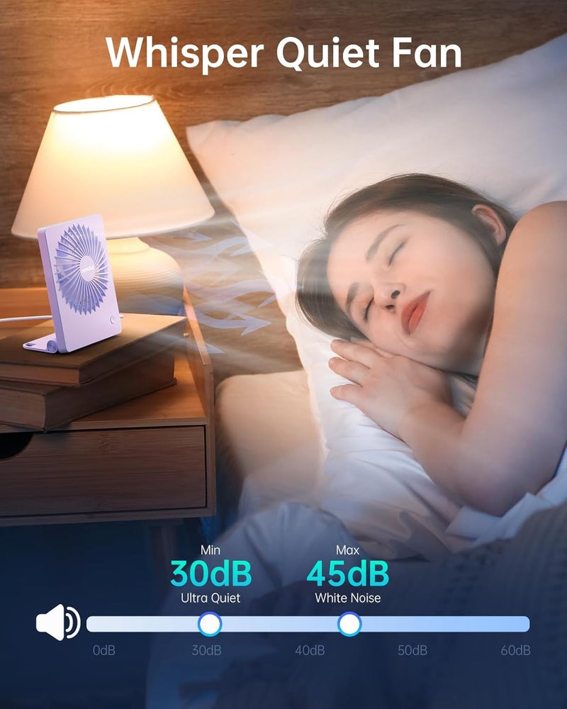 TriPole Mini Desk Fan USB Powered Portable Fan Small Personal Fan 3 Speeds Strong Airflow Table Fan for Travel Home Office Bedroom Desktop, 3.3ft Cable (No Battery, Purple) - Image 3